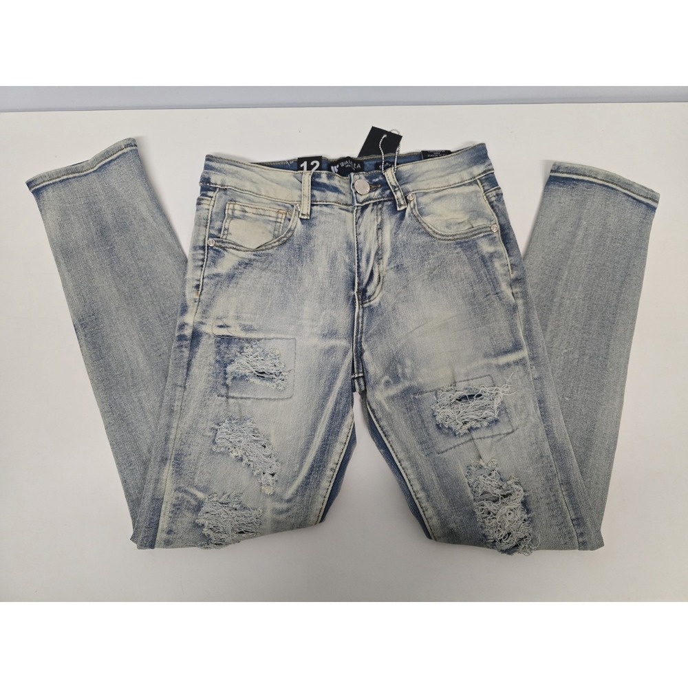 Waimea Boys Distressed Bleach Wash Blue Jeans Size 12 NWT